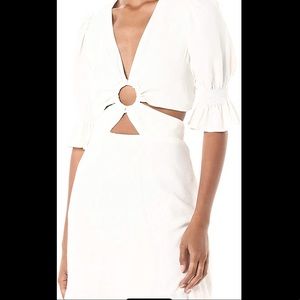 Short Sleeve Puff Sleeve Open Back Dress